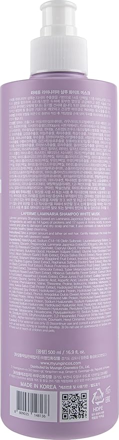 laferme Laminaria Shampoo with Organic Ingredient, Korean Clarifying Shampoo, Hydrating for Dry Hair, Strengthening for Weak Hair, Sulfate & Paraben free, For Women & Men (16.9 FL. OZ., White Musk)-VivaGrace Women