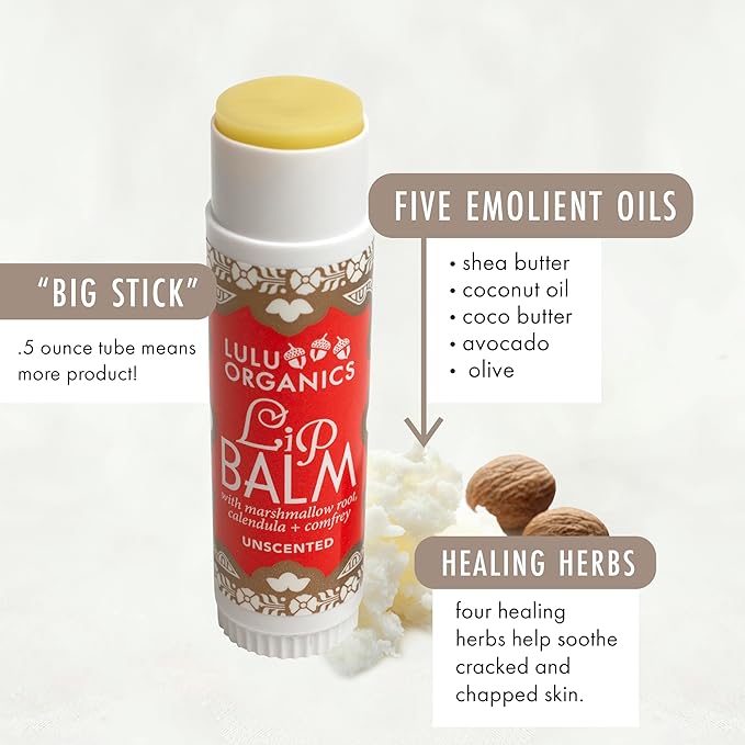 Natural Lip Balm, Nourishing and Moisturizing Premium Lip Care, Handmade Hydrating Lip Balm, Lip Treatment for Dry and Cracked Lips, Repairing and Fragrance Free, Unscented - 0.5oz-VivaGrace Women