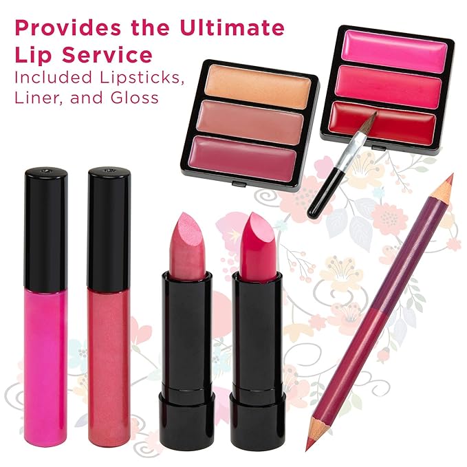 Makeup Kit Set - 32 Eye Shadows 6 Lip Glosses 2 Lip Gloss Wands 2 Lipsticks 1 Face Powder Duo 1 Blush Powder Duo 1 Mascara - Case with Carrying Handle-VivaGrace Women