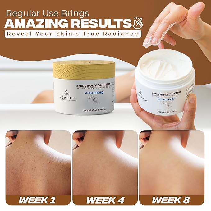 AZMERA Handcrafted Whipped Shea Body Butter – Luxurious Orchid Scented Moisturizer for Dry, Sensitive Skin with Argan Oil & Vitamin E – Vegan, Non-Greasy Skincare – 8.82 oz-VivaGrace Women