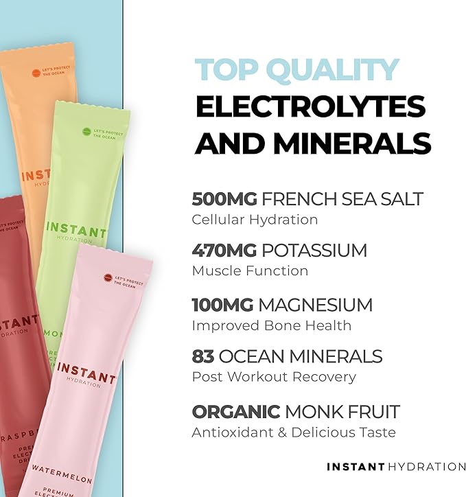 Instant Hydration Electrolytes Powder Packets - Variety Pack - Zero Sugar - Keto, Vegan, Gluten-Free, Non-GMO - Boost Recovery, Brain Function, Muscle & Tissue Health - 12 Sticks-VivaGrace Women