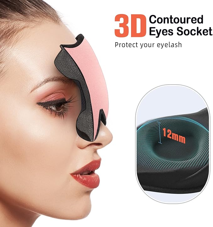 LitBear Sleep Masks for Women, Pink Eye Mask for Sleeping, Comfortable Night Sleeping Mask, Soft Contoured Eye Cover for Sleeping with Elastic Strap for Side Sleeper Men Flying Shift Worker-VivaGrace Women