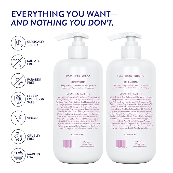 Routine Wellness Anti-Thinning Shampoo and Conditioner Set for Thinning Hair - Biotin DHT Blocker for Men - Color Safe Shampoo for Hair Loss & Healthier Hair - Father's Day Mens Scent (Pack of 2)-VivaGrace Women
