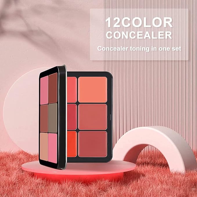 12 Colors Blush Palette,Highlighter Blush Powder Makeup,Long-Wearing,Smudge Proof,Natural-Looking,Blendable Cruelty-Free Matte Finish,Contour and Highlight Blush Palette Face Cosmetics Makeup-VivaGrace Women