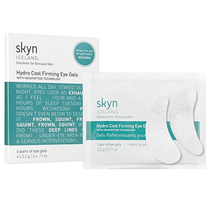 skyn ICELAND Hydro Cool Firming Under Eye Patches, Instant Cooling for Puffy, Tired Eyes with Peptides and Coenzyme Q10, 10 Minute Treatment, Vegan, All Skin Types, 4 Pairs-VivaGrace Women