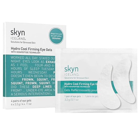 skyn ICELAND Hydro Cool Firming Under Eye Patches, Instant Cooling for Puffy, Tired Eyes with Peptides and Coenzyme Q10, 10 Minute Treatment, Vegan, All Skin Types, 4 Pairs-VivaGrace Women