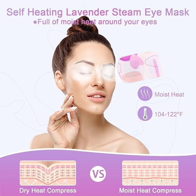 Steam Eye Mask for Dry Eyes, 18-Packs Eye Mask for Dark Circles and Puffiness, Self Heating Gentle Steam Warm Eye Mask for Relief Eye Fatigue, Lavender Scents-VivaGrace Women