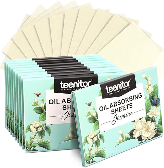 Teenitor Oil Absorbing Sheets for Face, 1000 Sheets Jasmine Oil Blotting Paper for Oily Skin, Natural Oil Control Film Oil Blotting Sheets for Face Men Women, Face Oil Sheets-VivaGrace Women