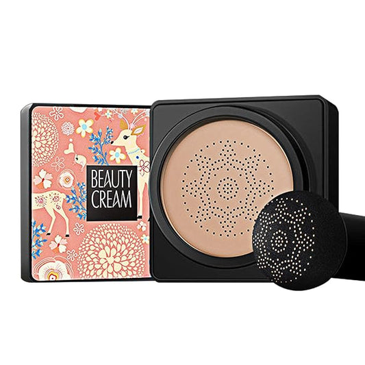 GL-Turelifes Mushroom Head Air Cushion Foundation CC Cream Water Feeling Flawless BB Cream Moisturizing Oil Control, Lightweight & Smoothing Natural Concealer (BlanchedAlmond)-VivaGrace Women