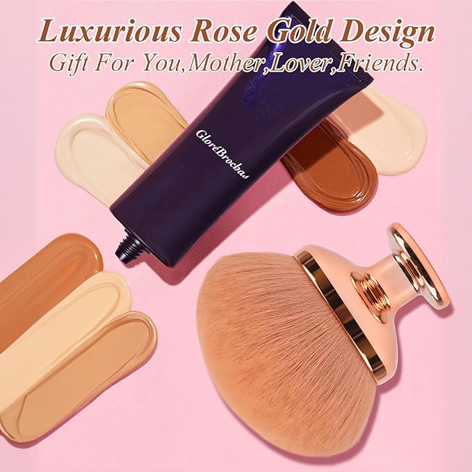 Blend & Blur Extra Large Body Makeup Brush for Self Tanner,GloréBrochas Leg Makeup & Bronzer Self Tan Applicator, 90MM Wide Round Head Kabuki Brush For Application (Rose-Gold)-VivaGrace Women