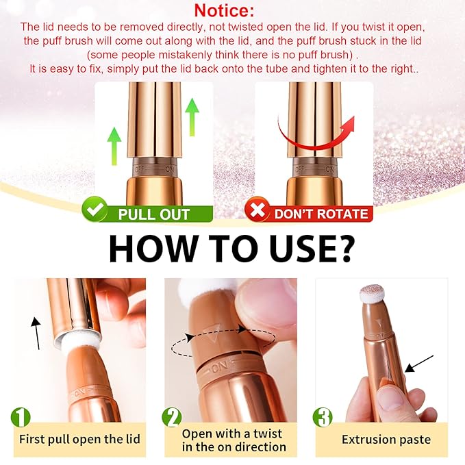 Liquid Highlighter Beauty Wand, Highlight Bronzer Stick with Cushion Applicator, Smooth Shimmer Finish, Lightweight Silky Cream Face Makeup Stick, Cruelty-free (Celestral)-VivaGrace Women