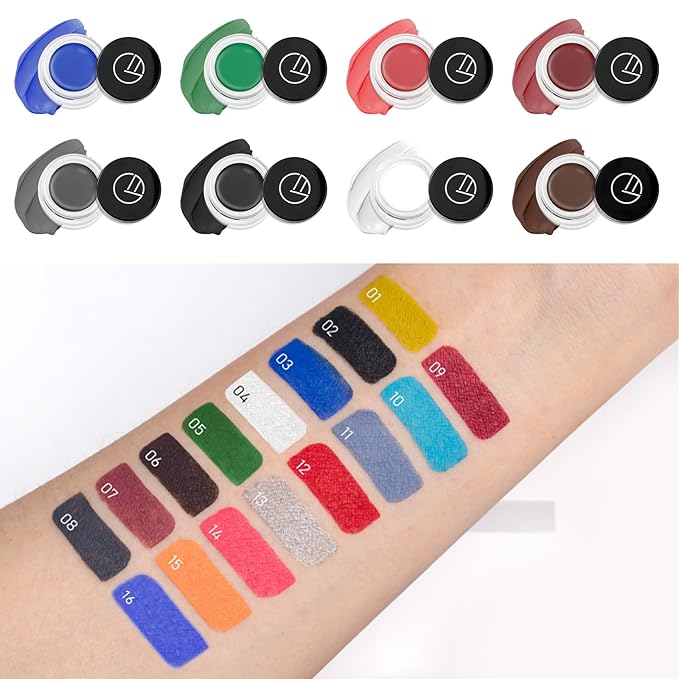 Eyeliner Gel Set,Long Lasting Waterproof Gel Eyeliner With 5.51 IN Long Eyeliner Brush,High-Intensity Pigments Smudge-Proof Eye Liner Makeup Creamy Eyeliner Gel 5G-Dark Grey