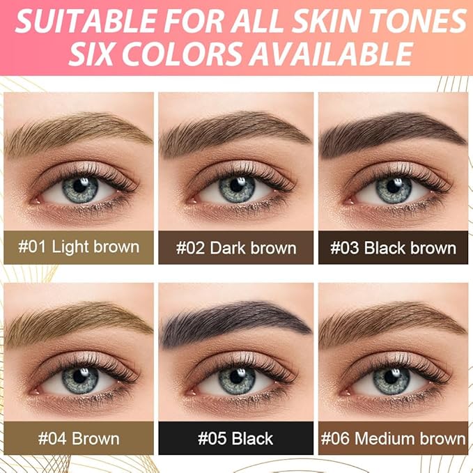 evpct 1Pcs Black Brown Magic Microblading Eyebrow Contouring Pen Brow Pencil, with 4 Brush Micro-Fork-Tips Precise Applicator, Dual-ended Eyebrow Brush, Hair Like Strokes, Natural Looking Brows-VivaGrace Women