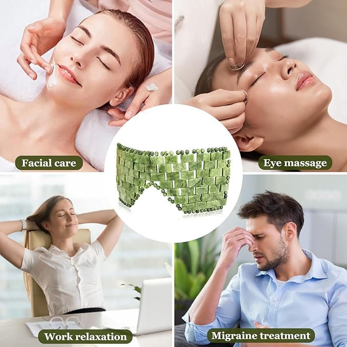 Jade Eye Mask Natural Green Jade Facial Maks for Relive Eliminate Puffiness-VivaGrace Women