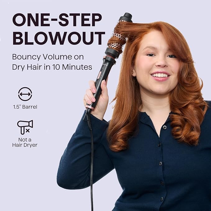 Wavytalk Thermal Brush, 1 1/2 inch Heated Round Brush with Detachable Head, Velvet Pouch and Dual Voltage for Travel, Easy to Create Blowout Look, Rose Gold-VivaGrace Women