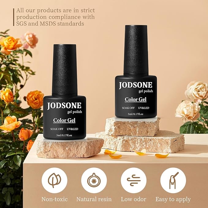 JODSONE 60 PCS Gel Nail Polish Set with 5 Bottles of Base and Glossy Matte Top Coat Soak off Gel Nail Set Suitable for All Seasons Gifts-VivaGrace Women
