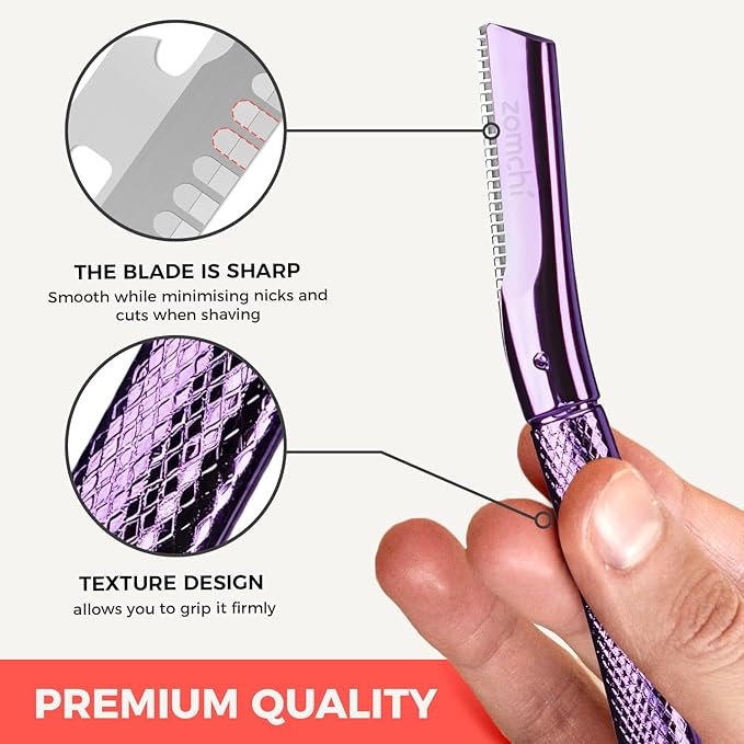 ZOMCHI Eyebrow Razor, Face Razors for Women&Men, Eyebrow Trimmer Shaper with Precision Cover, Facial Shaver with 6 Blades (Purple)-VivaGrace Women