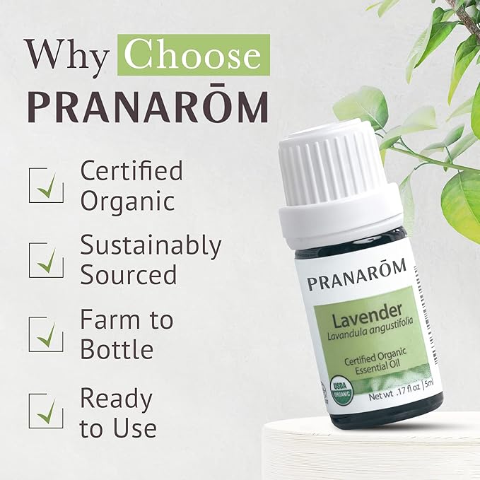 Pranarom USDA Certified Organic Lavender Essential Oil (5ml), 100% Pure Undiluted Therapeutic Grade from French Alps for Aromatherapy, Diffuser, Healthy Skin & Hair, Massage, Relaxation-VivaGrace Women