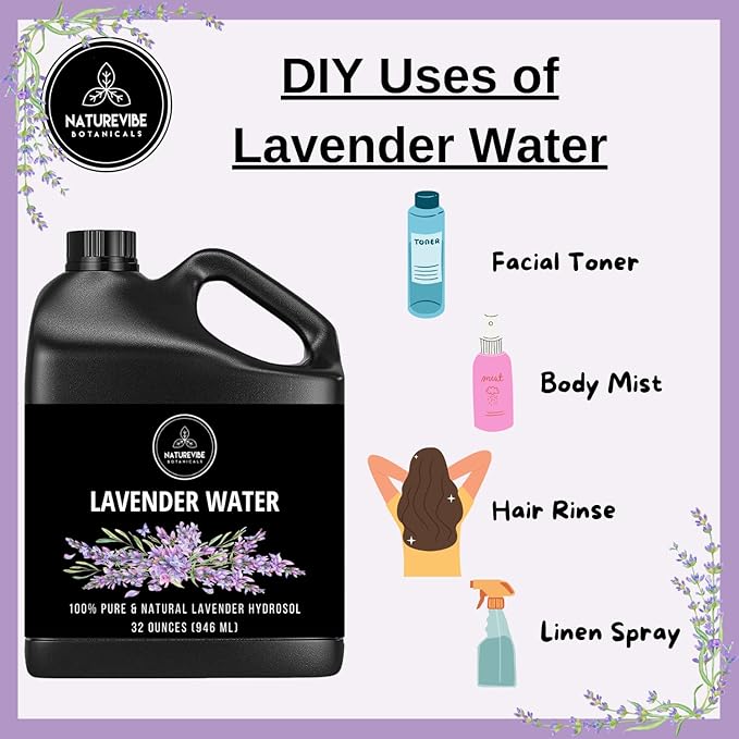 Naturevibe Botanicals Lavender Water 32 Ounces | 100% Pure and Natural | Great for Skin Care and Hair Care-VivaGrace Women
