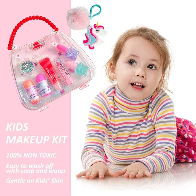 M&U 13Pcs Lip Balm and Nail Polish Gift Set for Kids Age 6-12, Abssorted Favors Moisturizing Lip Care Balm Tubes for Girls and Women, Washable Real Makeup Safe & Non-Toxic-VivaGrace Women