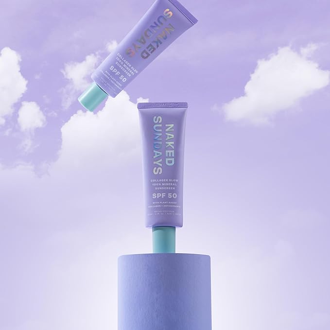 Naked Sundays SPF 50 Mineral Glow Sunscreen, Daily Hydrating Facial Moisturizer & Primer with Zinc Oxide, Sheer Tint, Broad Spectrum SPF Lotion (Jumbo 80ml)-VivaGrace Women