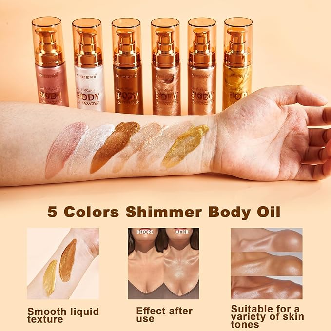 PHOERA Body Luminizer Highlighter, Waterproof Moisturizing and Glow For Face & Body, Face Body Glow Illuminator (105 Diamond Platinum)-VivaGrace Women