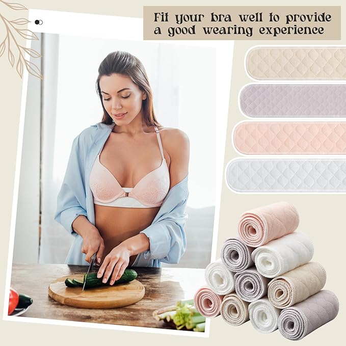Toulite 10 Pcs Cotton Bra Liners 3 Layer Rectangle Under Bra Pads Sweat Liners for Women Sweating Supplies-VivaGrace Women