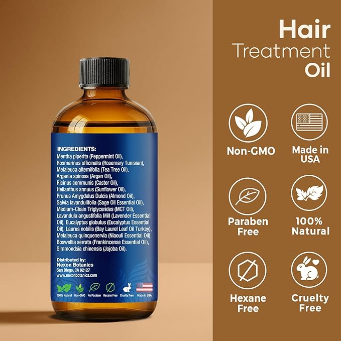 Mint Rosemary Oil for Hair Growth 2 fl oz – Lightweight, Non-Greasy Formula with Peppermint – Strengthens Strands for Healthier, Thicker Look – Nexon Botanics-VivaGrace Women