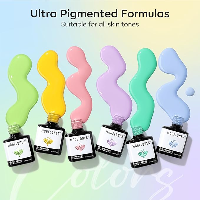 modelones Spring Gel Nail Polish Set, 6 Colors Pastel Yellow Green Pink Purple Blue Shades Pale Macaron Light Colors Nail Art Gel Design for Women Girl Nail Lovers Gift Salon DIY-VivaGrace Women