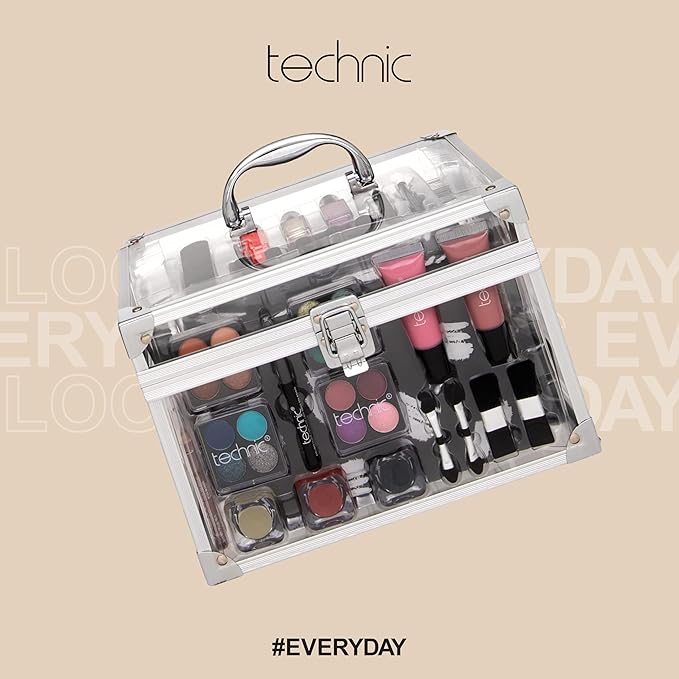 36 Pcs Clear Carry All Full Make Up Kit In a Trunk Train Case Including Makeup Brushes, Eye Shadows, Nail Polish, Blushers, Lipsticks and More-VivaGrace Women