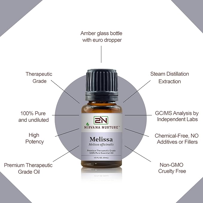 Melissa Essential Oil 100% Pure Premium Therapeutic Grade, Undiluted - Aromatherapy Diffuser for Calm and Relaxation, Skin Care, Hair Care-VivaGrace Women