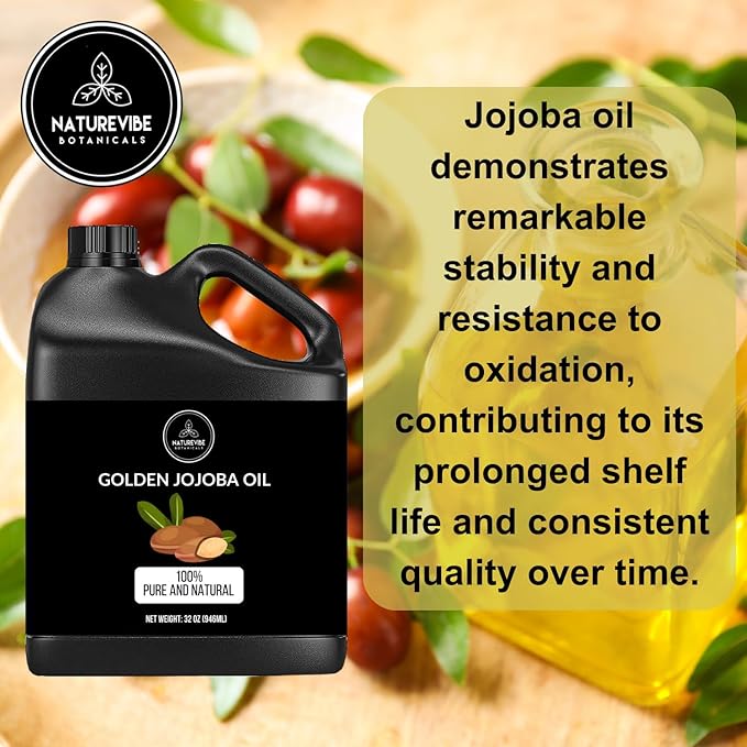 Naturevibe Botanicals Golden Jojoba Oil 32 oz – 100% Pure, Cold-Pressed Moisturizer for Skin & Hair | Antioxidant-Rich, Non-Greasy, Carrier Oil & Daily Hydration-VivaGrace Women