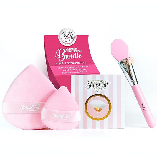 StansOut Ultimate Complexion Bundle: Liquid Foundation Brush, Makeup Brushes for Liquid, Cream, Stick Foundation - Flat, Round, Blender Brushes - 101 Contoured, 108 Straight - Long-Lasting-VivaGrace Women