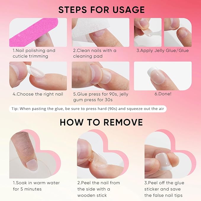 Press on Nails Short, Jofay Fashion Fake Nails, Two-color Ombre Cat Eye Press on Nails, Summer Acrylic False Nails, Reusable Stick on Nails for Women Girls, Glue on Nails Kit 32 Pcs, Cherry Sparkle