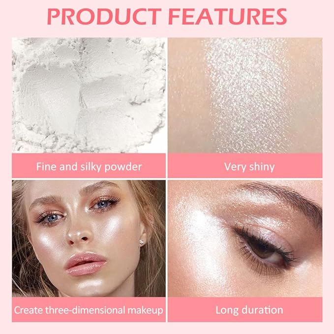 evpct 1Pcs Glitter Highlighter Powder Stick Make up Puff Fairy Stick Peal White Shimmer Glitter Face Body Liquid Highlighter makeup illuminators de maquillaje polvo traslucido maquillaje para mujer 01-VivaGrace Women
