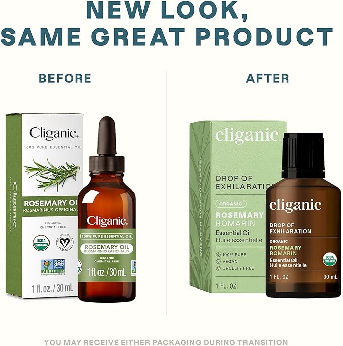 Cliganic Organic Rosemary Essential Oil, 1oz - 100% Pure Natural Undiluted, for Aromatherapy | Non-GMO Verified (Packaging May Vary)-VivaGrace Women