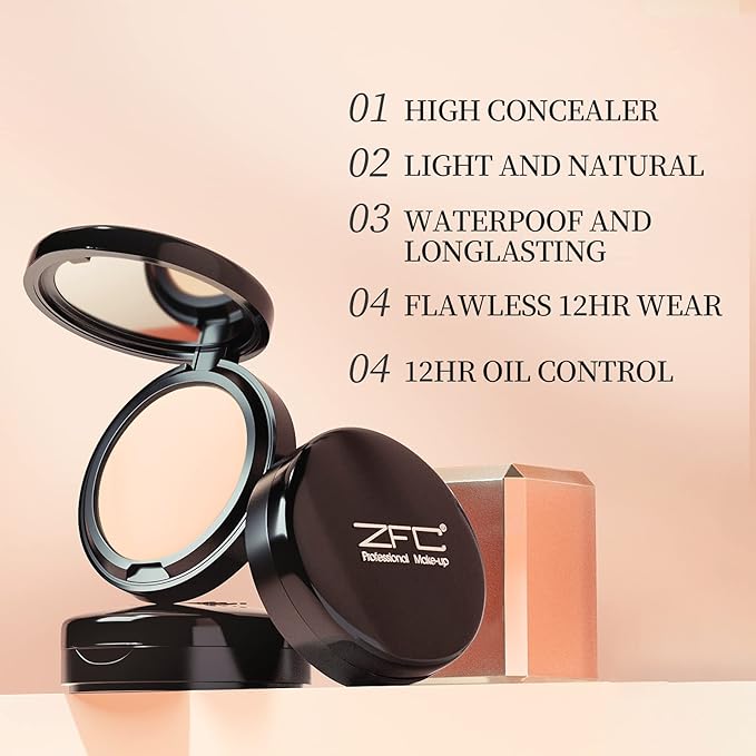 Foundation Makeup Concealer, Medium-to-Full Coverage Foundation Cream, Long Lasting Waterproof Up to 12HR Hybrid Setting Powder-VivaGrace Women