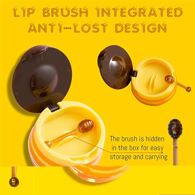 4PCS Lip Balm Honey Pot, Honey Pot Lip Balm for Dry Cracked Lips, Strawberry Lip Balm Scrubs Exfoliator & Moisturizer, Hydrating Lip Balm Honey Pot with Wand, Lip Sleeping Mask (4pcs)-VivaGrace Women