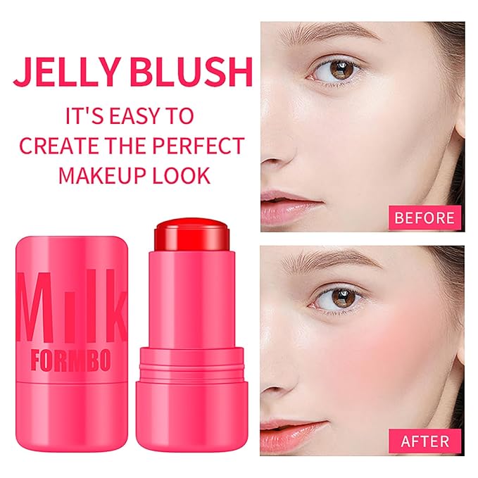 Cooling Water Jelly Tint Blush Makeup Blush Stick 3-in-1 Lip and Cheek Tint Stain Jelly Blush Multi-use Clear Glossy Gel Blush,0.18 Oz (4 Colors, 0.18 Oz)-VivaGrace Women