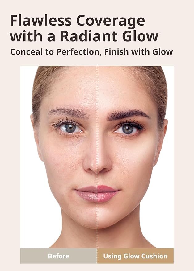 MISSHA Glow Cushion No.21 Light Beige for Bright Skin Radiant & Moisturizing Skin with Buildable Coverage-VivaGrace Women