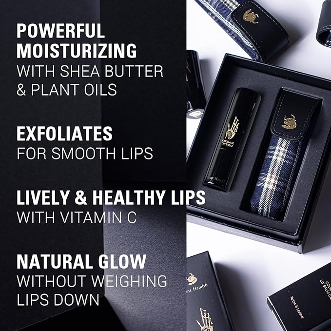 Courage Lip Balm & Case Gift Set - Pure Cowhide Leather Chapstick Holder with Hydrating Lip Balm for Dry Cracked Lips - Flavored Lip Balm & Lip Balm Holder Gift Set for Men-VivaGrace Women