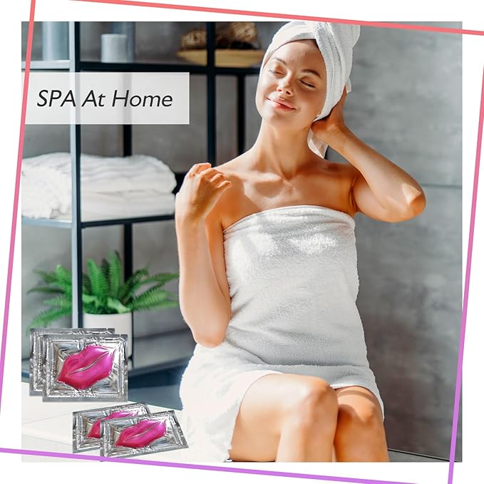 Adofect 30 Pieces Collagen Crystal Lip Masks,Pink Lip Patches& Moisturizers Collagen Lip Pads Great for Hydrating Skin, Anti Chapped & Anti-Aging and Plump Your Lips,Pink-VivaGrace Women