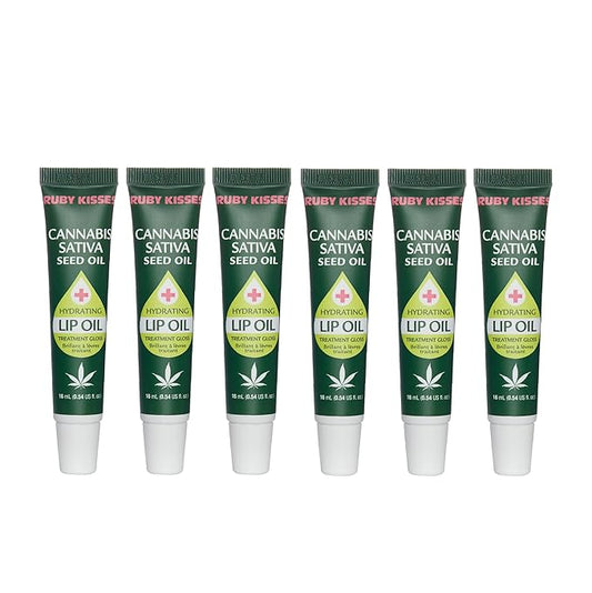 Ruby Kisses Hydrating Lip Oil Cannabis Sativa Hemp Seed RLO04D1 (6 PACK)-VivaGrace Women