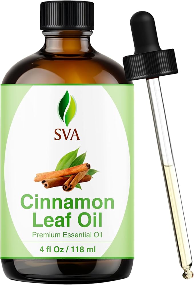SVA Cinnamon Leaf Essential Oil – 4 Fl Oz – 100% Natural Cinnamon Oil - for Diffuser, Hair Care, Face, Skin Care, Aromatherapy, Scalp and Body Massage, Soap and Candle Making – with Dropper-VivaGrace Women