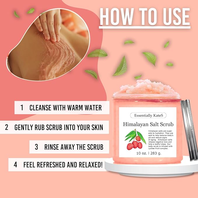 Himalayan Salt Scrub 10 oz - UNCOVER ULTIMATE SKIN HYDRATION and bestow glowing, healthier skin - The best stocking stuffer.-VivaGrace Women