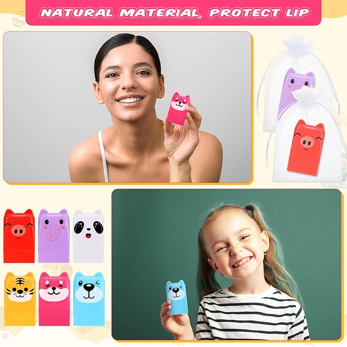 30 Sets Wild Animal Birthday Lip Balm Gifts Bulk Baby Shower Prizes Gift Girl Birthday Lip Balm Jungle Animal Party Favors for Preschool Toddler Boy Girl Classroom Prizes Classroom Prizes-VivaGrace Women