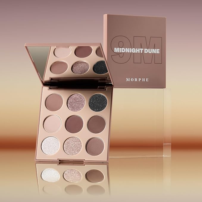 Morphe 9M Midnight Dune Artistry Palette - Cool-Toned Makeup Palette with Matte and Shimmer Finishes - Highly Pigmented Eye Makeup with a Blendable & Buildable Formula (0.35 oz)-VivaGrace Women