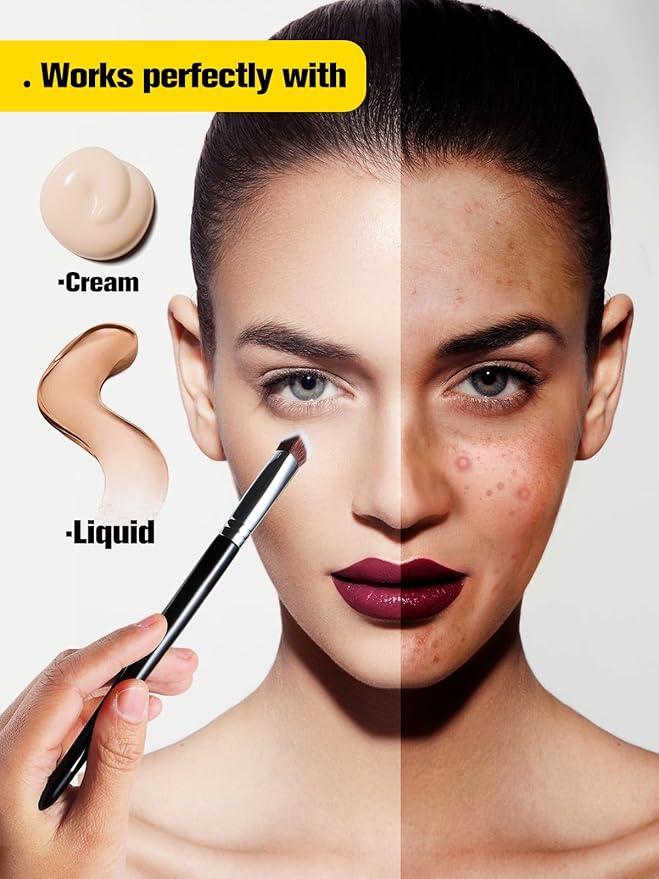 EIGSHOW Concealer Brush Under Eye, Small Triangle Brushes for Precise Coverage Dark Circles Blemishes Acne, Blending Cream and Liquid (F658)-VivaGrace Women