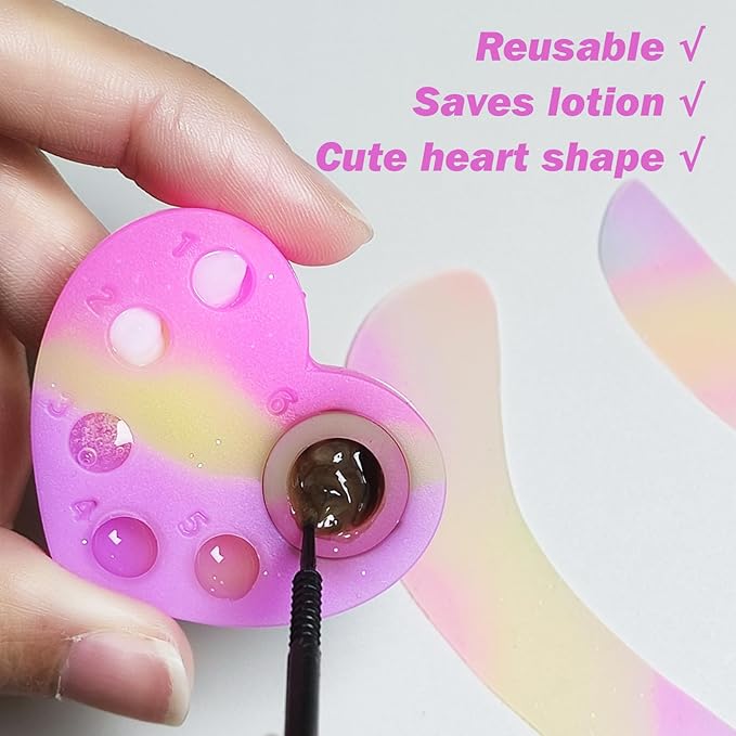 Libeauty Reusable Lash Extension Eye Pads 1 Pair And Lash Lift Lotion Palette Set Eyelash Lift/T-Int Under Eye Gel Silicone Pads Patches And Tray Lash Tool Supplies-VivaGrace Women