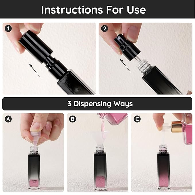 Segbeauty 0.34oz Perfume Atomizer, 10 Pack Glass Mini Travel Perfume Bottle Refillable, 10ml Empty Travel Size Bottles for Cologne Fragrance, Cologne Sprayer with Transfer Tools Set for Refill-VivaGrace Women